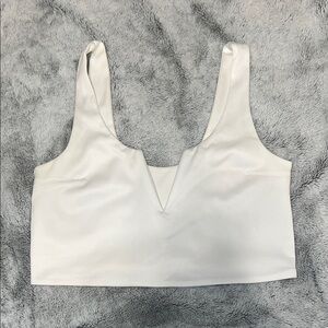 White V-Neck Crop Top